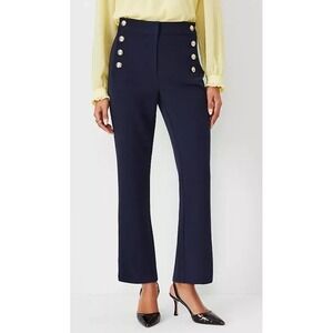 ANN‎ TAYLOR NAVY BLUE THE SAILOR FLARED ANKLE DRESS PANTS SIZE 4 CAREER CLASSIC